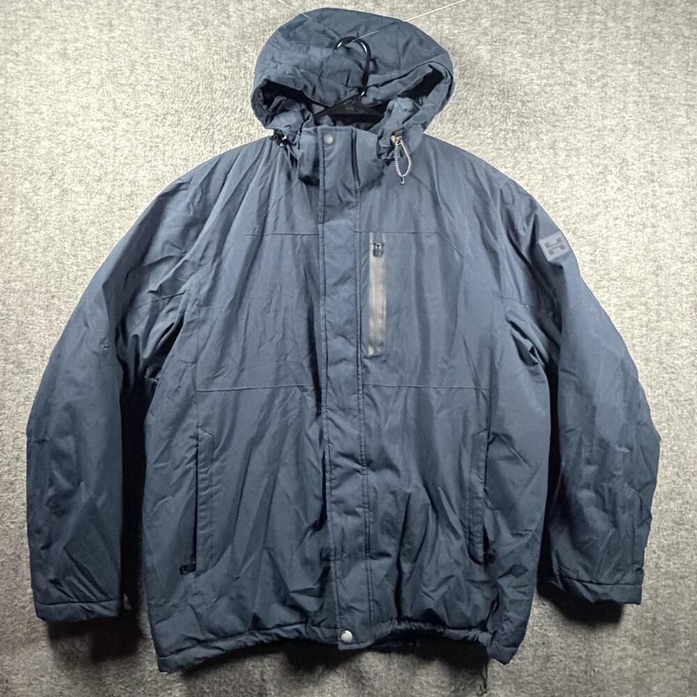 Hawke & Co Performance Jacket Mens XL Blue Hooded Insulated Winter Ski Parka Y2K